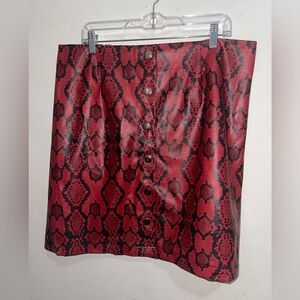 Fashion To Figure faux Leather Red Snake Print Skirt
